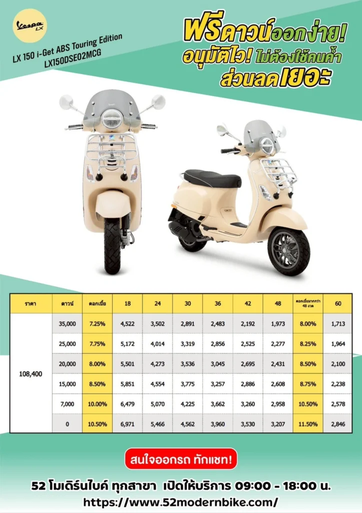 LX-150-i-Get-ABS-Touring-Edition ตารางผ่อน vespa มีนบุรี 2026 Update ล่าสุด