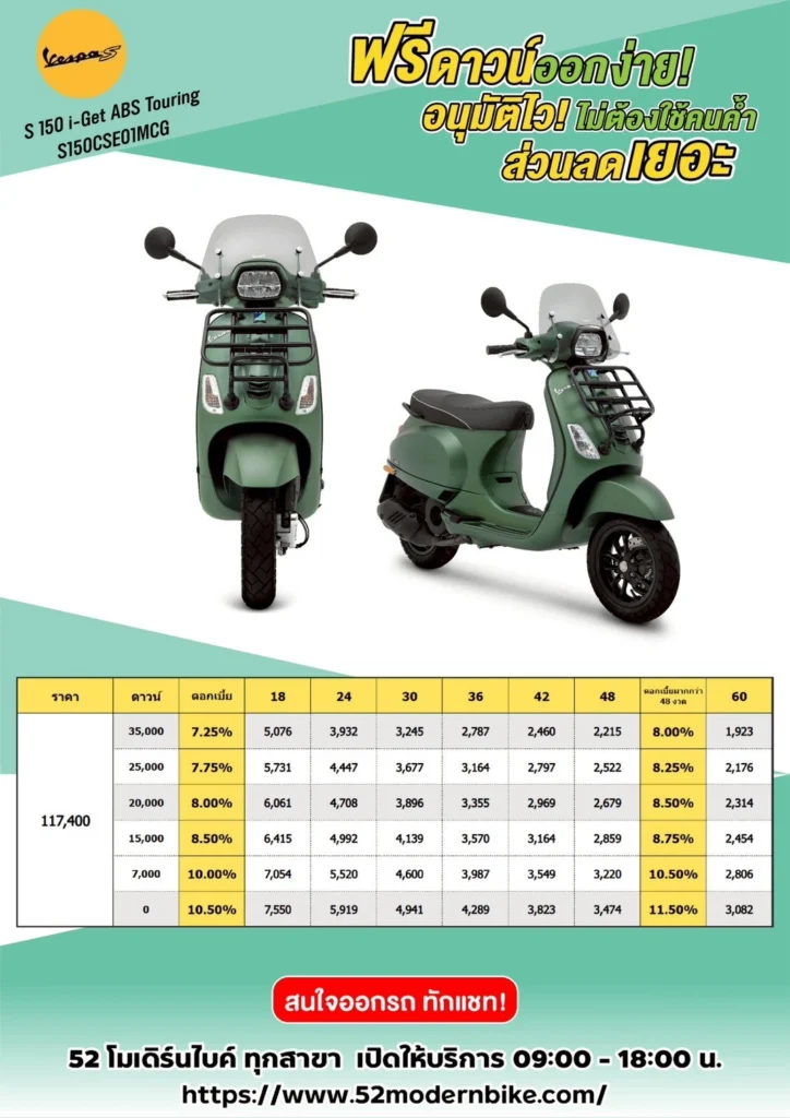 S-150-i-Get-ABS-Touring ตารางผ่อน vespa มีนบุรี 2026 Update ล่าสุด